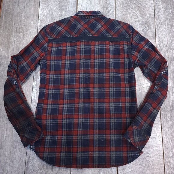 Parasuco Mens Heavy Flannel Shirt Size Medium Blue Red Plaid Long Sleeve Biker - Picture 2 of 6